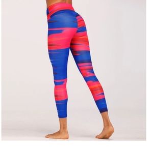 BLUE & RED DIGITAL PRINT HIGH WAIST LEGGINGS S/M